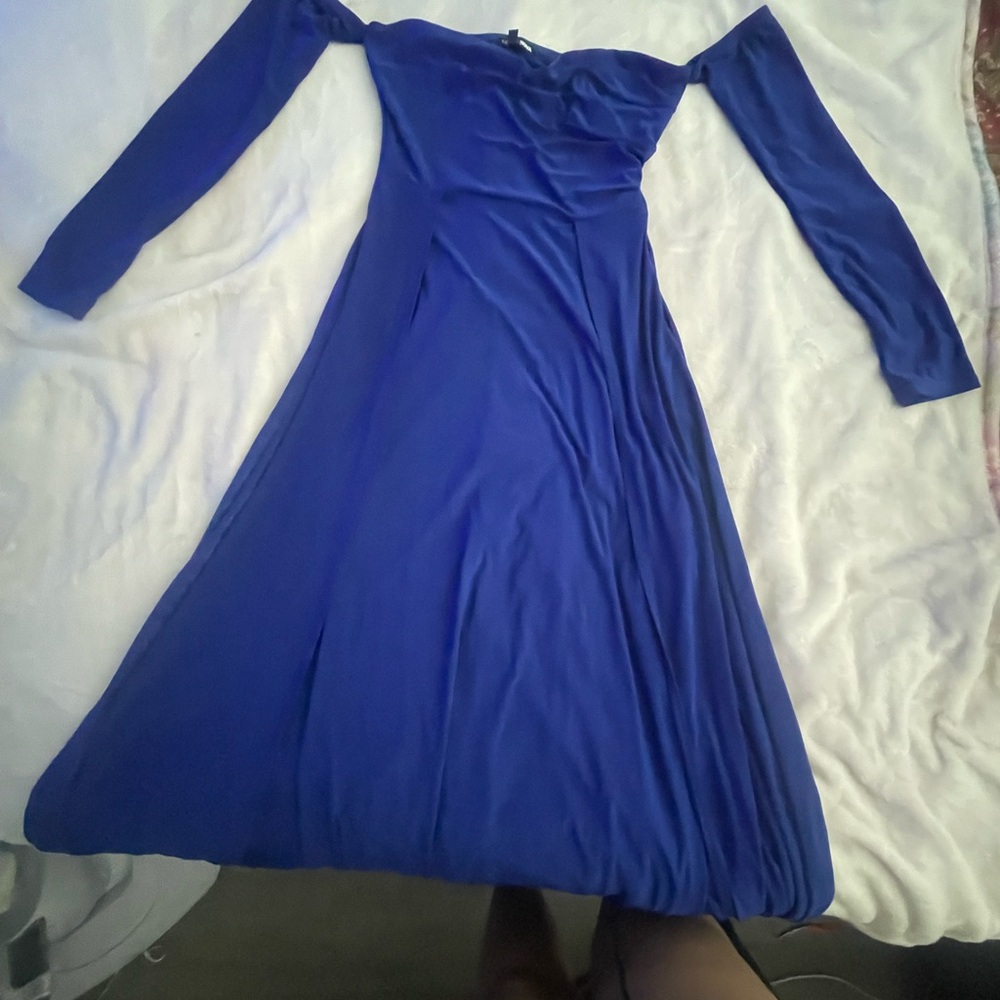 Fashion Nova Royal Blue Off-Shoulder Dress